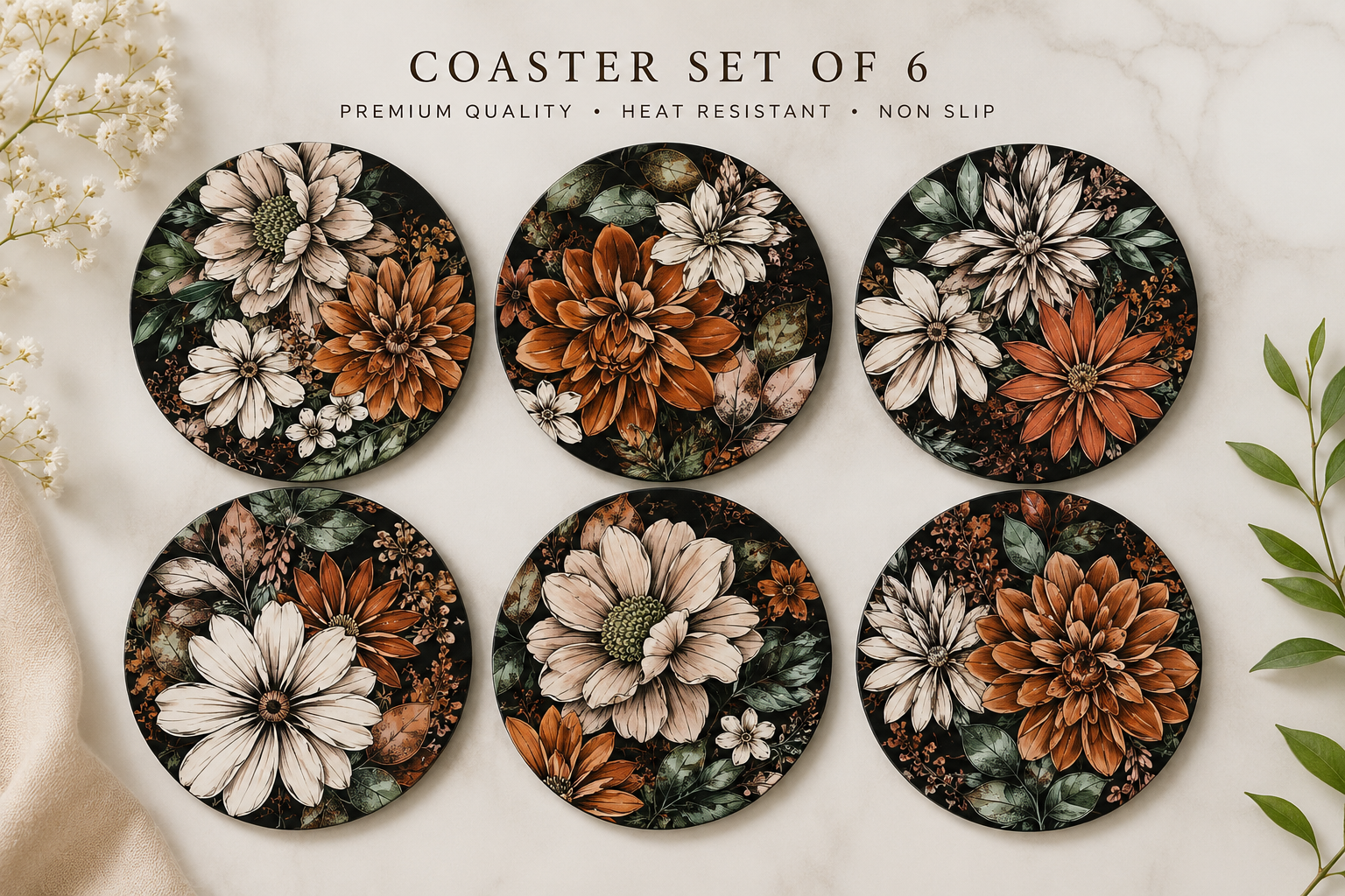 Cup Coasters 6pc